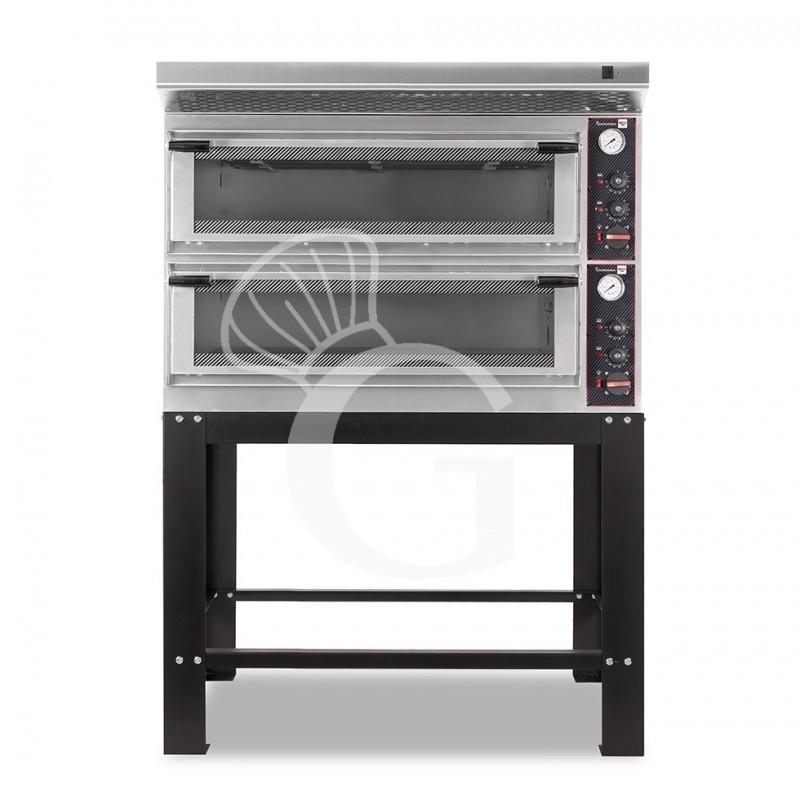 Forno Elettrico meccanico porta vetro 8 teglie 600x400 completo di cappa inox e supporto
