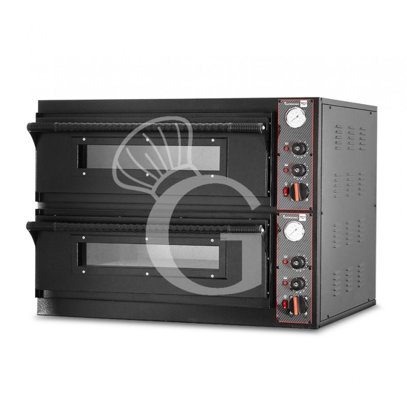 Forno Elettrico  per 6+6 pizze diametro 350 mm 2 camere controllo meccanico 18 Kw con design nero