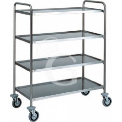 Carrello di servizio 4 piani con struttura tubolare in acciaio inox L 1100 mm x P 600 mm x H 1400 mm