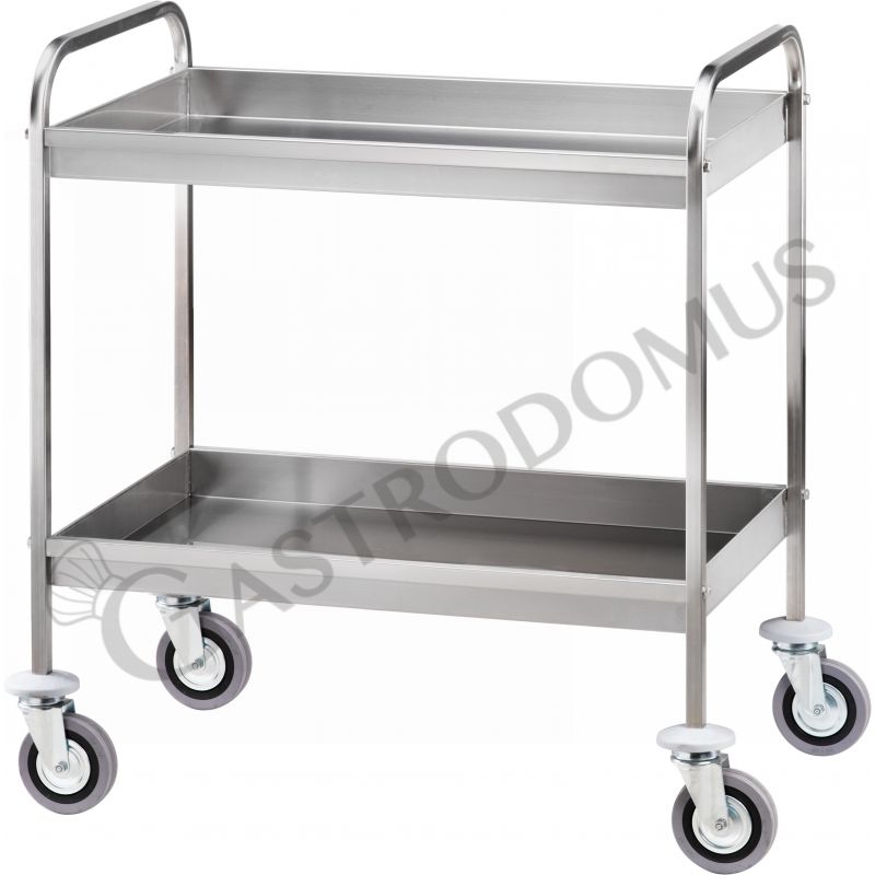 Carrello di servizio 2 vasche H 65 mm in acciaio inox L 910 mm x P 570 mm x H 970 mm Carrello di servizio 2 vasche H 65 mm in acciaio inox L 910 mm x P 570 mm x H 970 mm