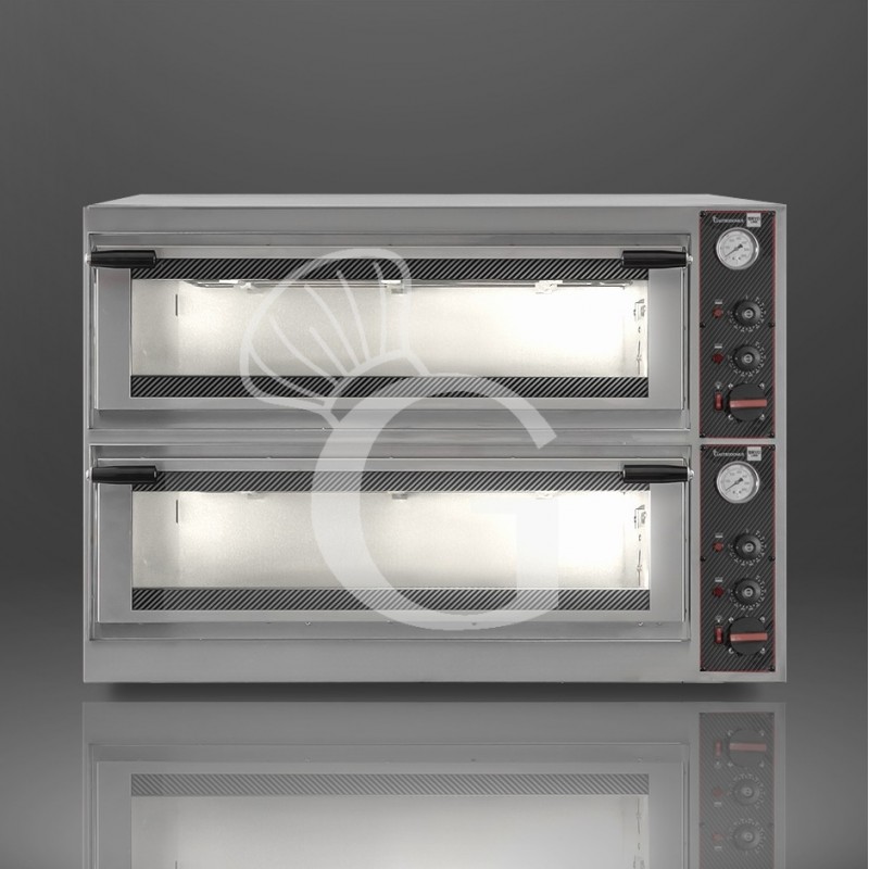 Forno Elettrico porta vetro 6 teglie 600x400 o 12 pizze diametro 350 mm 2 camere controllo meccanico