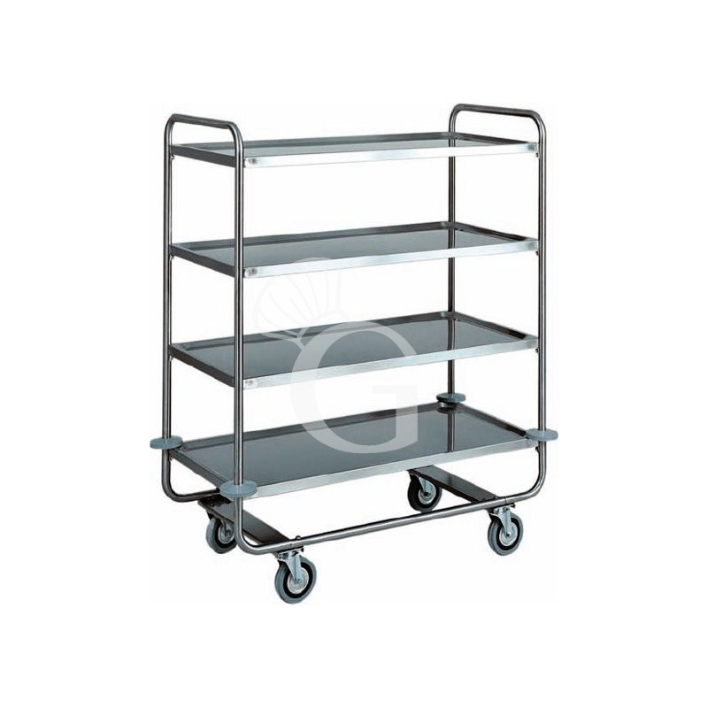 Carrello di servizio 4 piani in acciaio inox L 1100 mm x P 600 mm x H 1300 mm