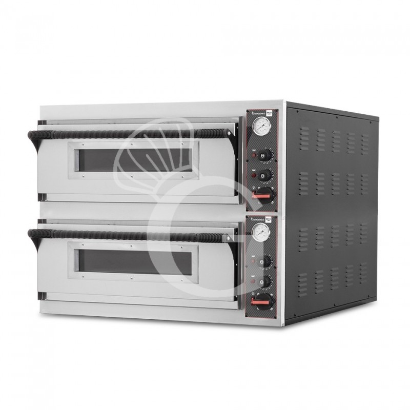 Forno Elettrico per pizza - 4 + 4 pizze - diametro 320 mm 2 camere controllo meccanico 9,4 Kw