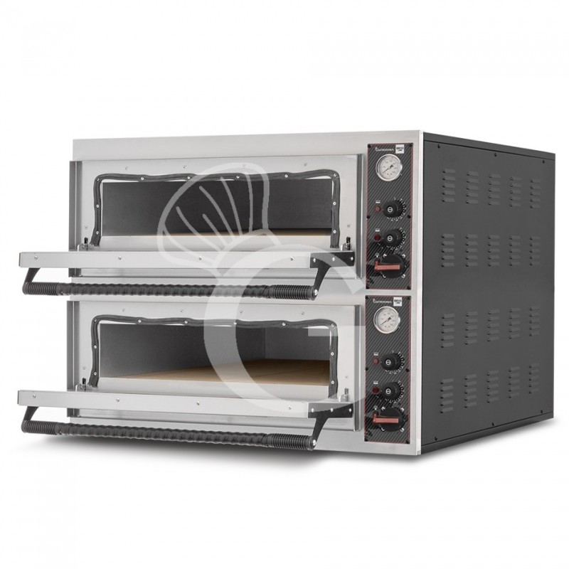Forno Elettrico per pizza - 4 + 4 pizze - diametro 320 mm 2 camere controllo meccanico 9,4 Kw