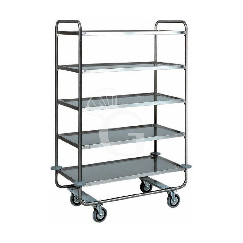 Carrello di servizio 5 piani in acciaio inox L 1100 mm x P 600 x H 1600 mm