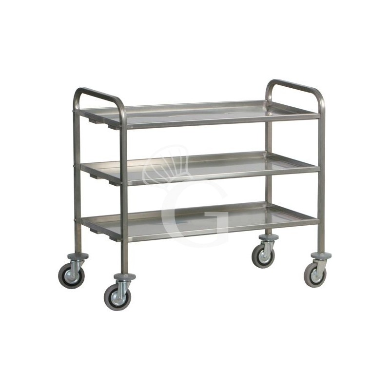 Carrello di servizio inox 3 piani per trasporto pesante L 1120 mm x P 670 mm x H 980 mm