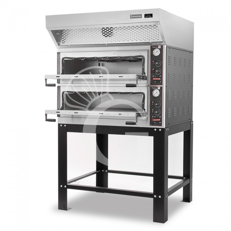 Forno Elettrico meccanico porta vetro 8 teglie 600x400 completo di cappa a condensazione inox e supporto