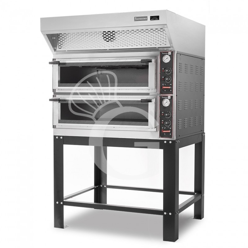 Forno Elettrico meccanico porta vetro 8 teglie 600x400 completo di cappa a condensazione inox e supporto