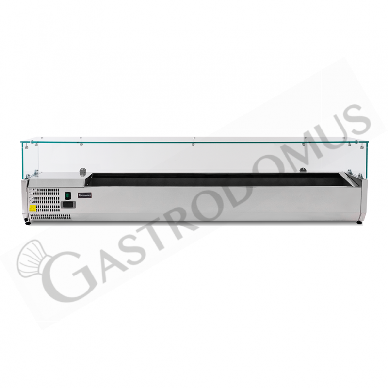 Vetrinetta refrigerata motore a sinistra L 1500 mm per 5 bacinelle GN1/3 + 1 bacinella GN1/2 Vetrinetta refrigerata motore a sinistra L 1500 mm per 5 bacinelle GN1/3 + 1 bacinella GN1/2