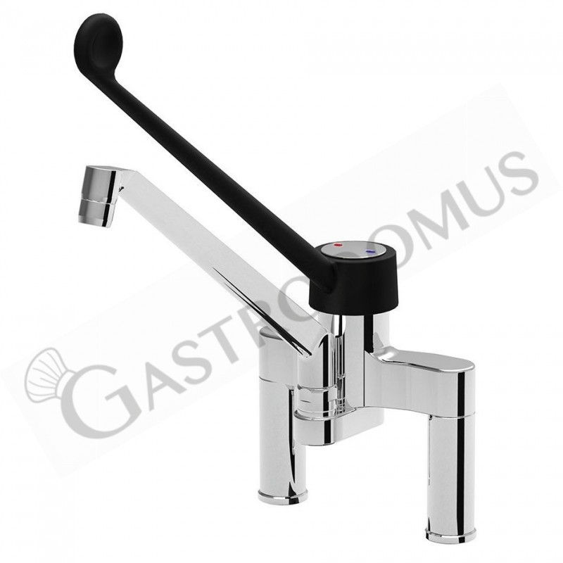 Rubinetto miscelatore biforo monocomando con boccafusa snodabile L 250 mm x H 290 mm Rubinetto miscelatore biforo monocomando con boccafusa snodabile L 250 mm x H 290 mm