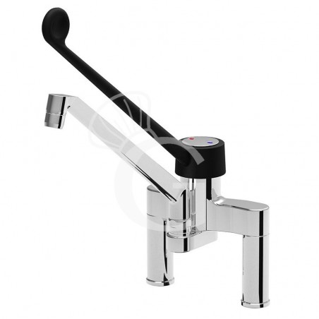 Rubinetto miscelatore biforo monocomando con boccafusa snodabile L 250 mm x H 290 mm Rubinetto miscelatore biforo monocomando con boccafusa snodabile L 250 mm x H 290 mm