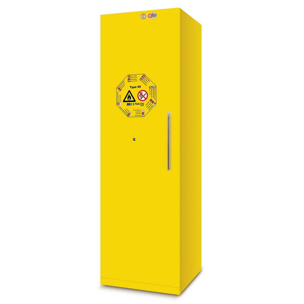 Armadio deposito liquidi infiammabili, L595xP600xH1950 mm RAL 7035/1021, certificato con resistenza al fuoco di 90 minuti