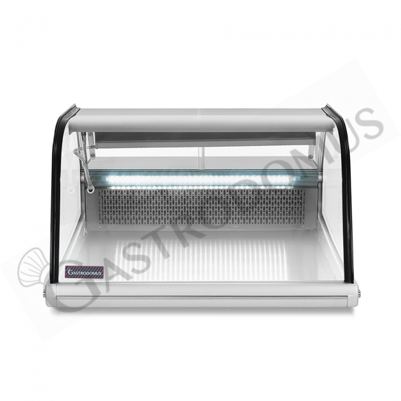 Espositore refrigerato ventilato da banco con esterno nero e inox 175 LT luce interna LED Espositore refrigerato ventilato da banco con esterno nero e inox 175 LT luce interna LED