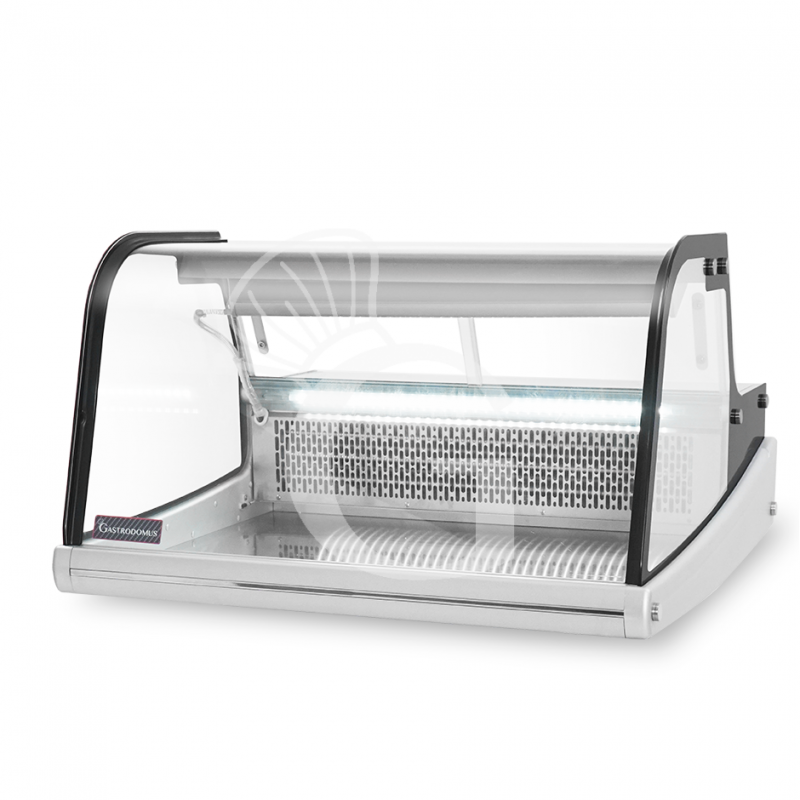 Espositore refrigerato ventilato da banco con esterno nero e inox 175 LT luce interna LED