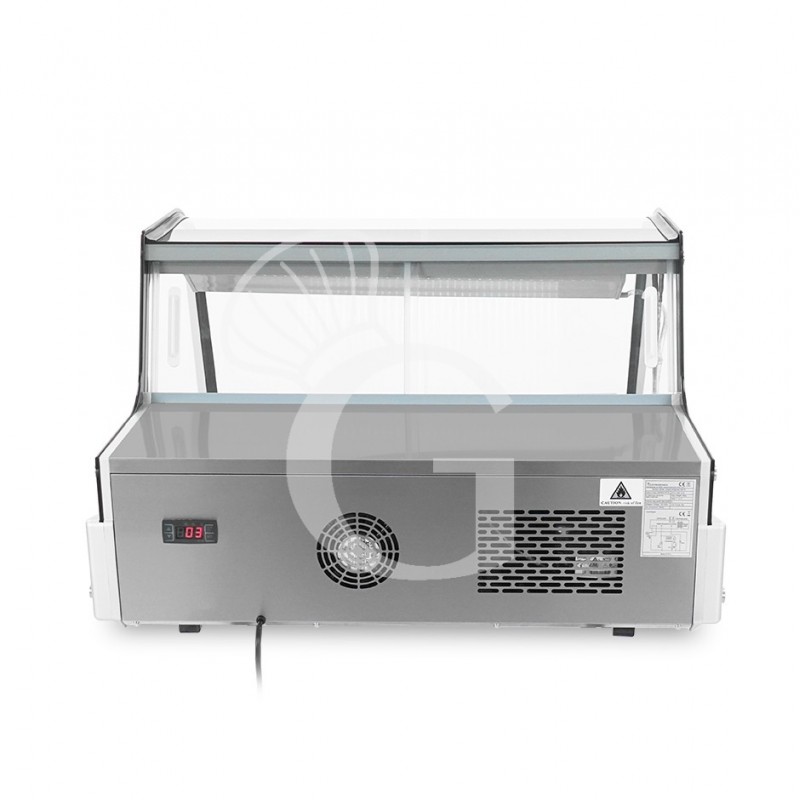 Espositore refrigerato ventilato da banco con esterno nero e inox 175 LT luce interna LED