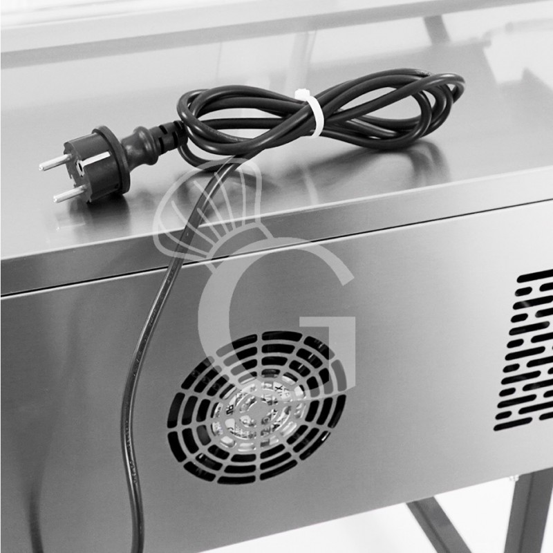 Espositore refrigerato ventilato da banco con esterno nero e inox 175 LT +2°C/+12°C luce interna LED