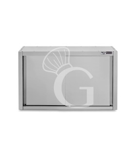 Pensile acciaio inox con porte scorrevoli, 2 ripiani, L 1100 x P 400 x H 1000 mm