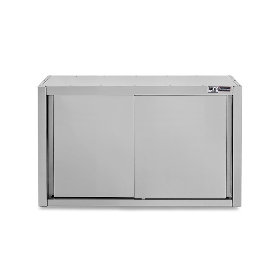 Pensile acciaio inox con porte scorrevoli, 2 ripiani, L 1100 x P 400 x H 1000 mm