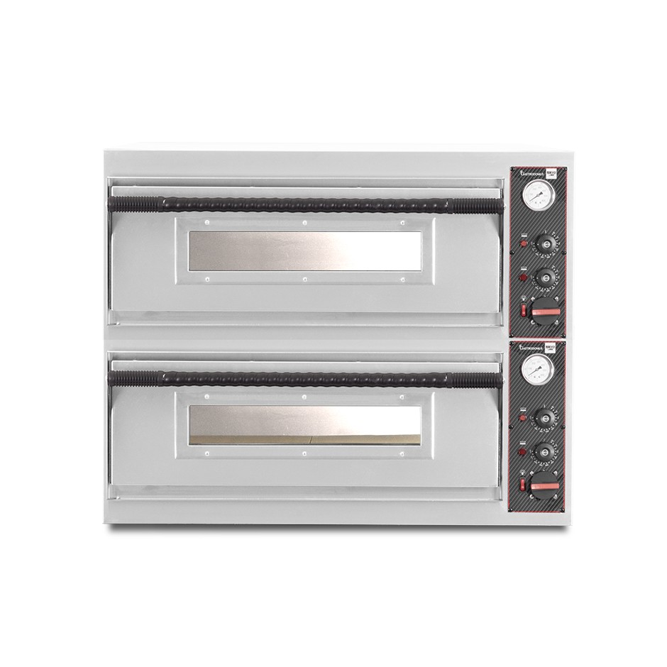 Forno Elettrico 4 + 4 pizze diametro 320 mm 2 camere controllo meccanico 9,4 Kw