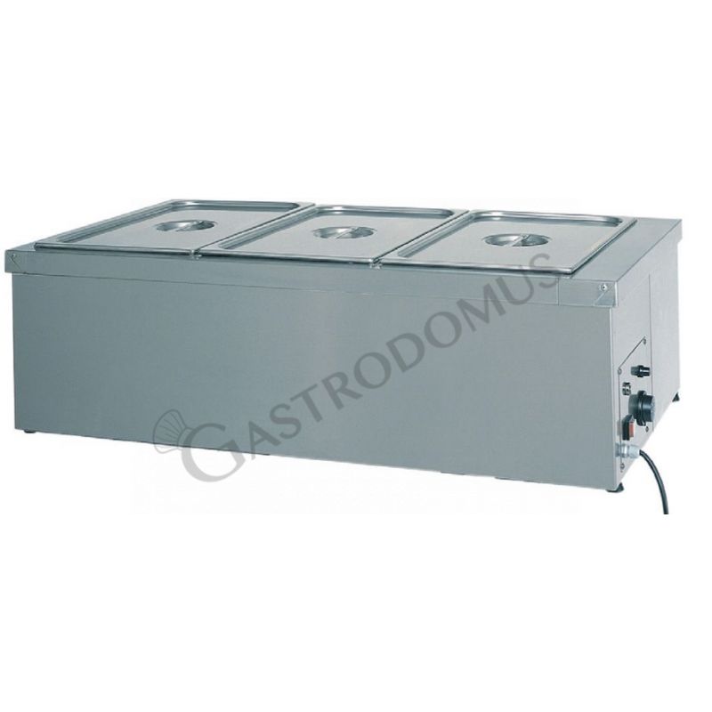 Bagnomaria 3 bacinelle GN1/1 L 1100 mm x P 600 mm x H 320 mm 1000 W con resistenza a secco Bagnomaria 3 bacinelle GN1/1 L 1100 mm x P 600 mm x H 320 mm 1000 W con resistenza a secco