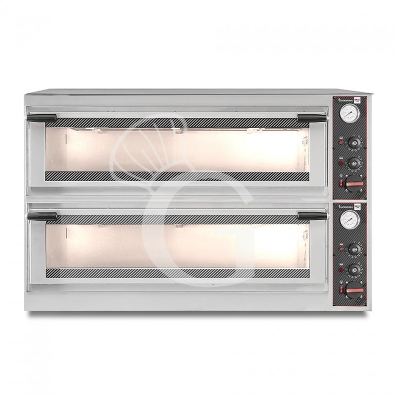 Forno Elettrico porta vetro 10 teglie 600x400 o 18 pizze diametro 350 mm 2 camere controllo meccanico Forno Elettrico porta vetro 10 teglie 600x400 o 18 pizze diametro 350 mm 2 camere controllo meccanico