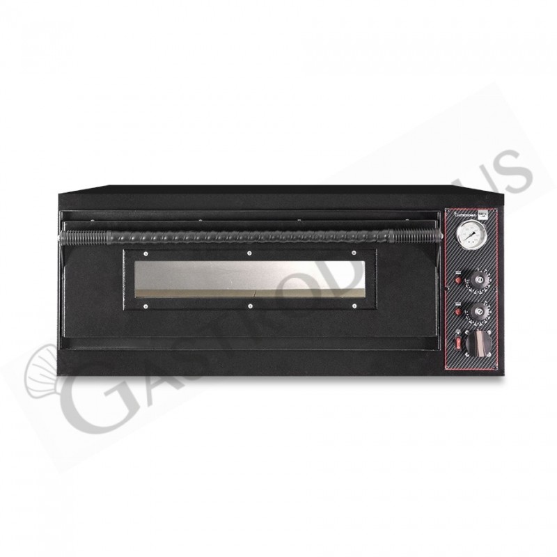 Forno Elettrico per 6 pizze diametro 350 mm 1 camera controllo meccanico 9 Kw con design nero Forno Elettrico per 6 pizze diametro 350 mm 1 camera controllo meccanico 9 Kw con design nero