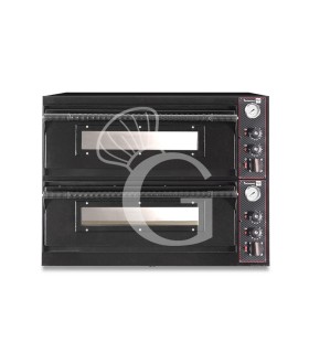 Forno Elettrico  per 6+6 pizze diametro 350 mm 2 camere controllo meccanico 18 Kw con design nero