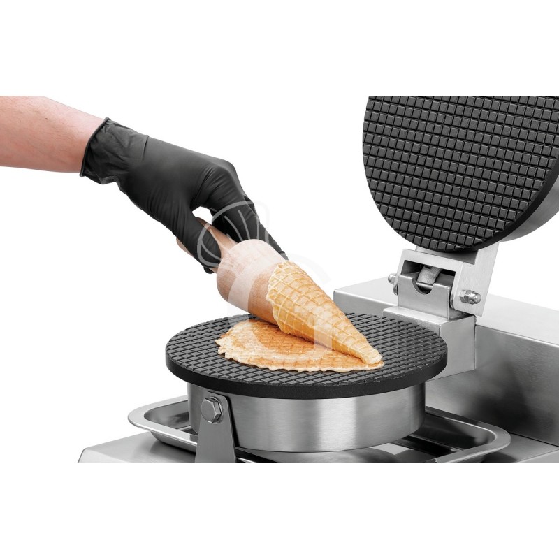 Macchina per cialde gelato o coni gelato con piastra di cottura in alluminio rivestito, 1kw, L 255 x P 460 x H 250 mm