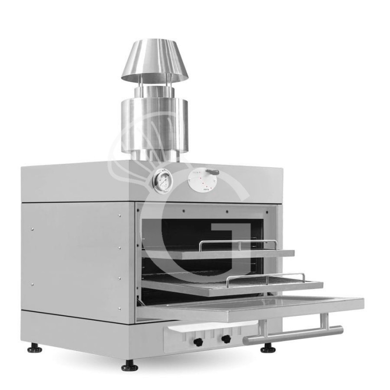 Forno a carbone vegetale ultra compatto,ideale per grigliare,gratinare,arrostire e affumicare, L760xP690xH620 mm - 40/70 coperti