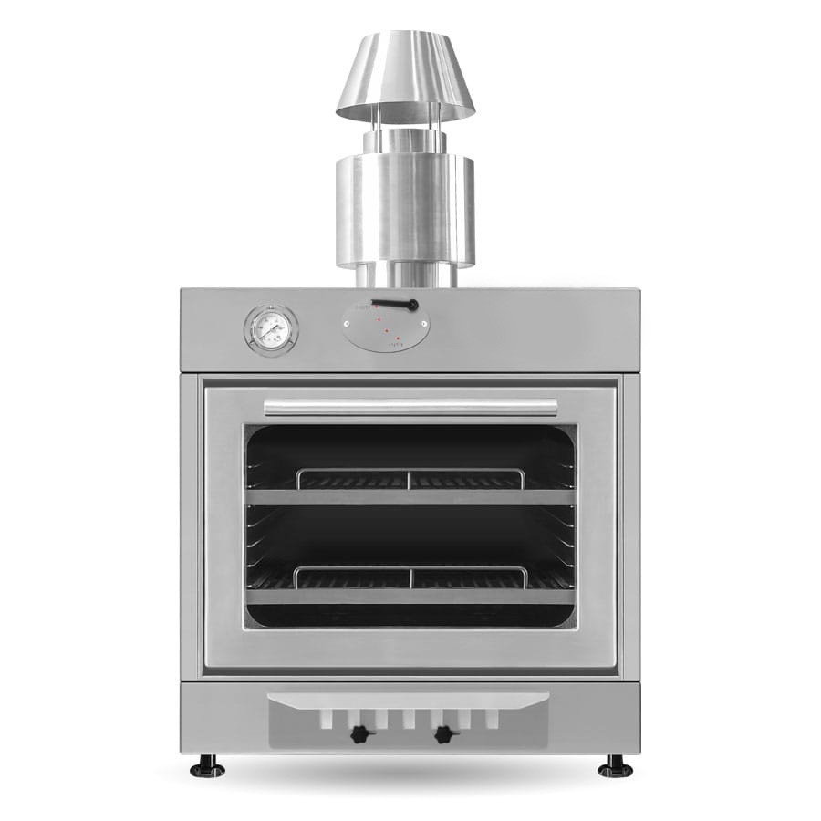 Forno a carbone vegetale compatto,  ideale per grigliare, gratinare, arrostire e affumicare, L760xP790xH670mm - 60/80 coperti
