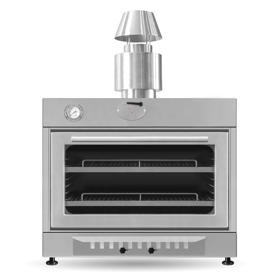 Forno a carbone vegetale intermedio, ideale per grigliare, gratinare, arrostire e affumicare, L960xP790xH700mm - 80/100 coperti