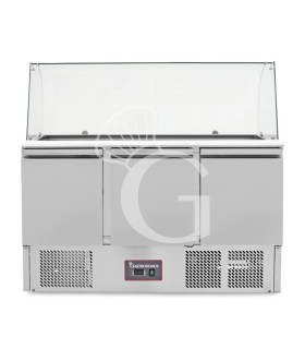 Saladette 3 porte per 4 bacinelle GN1/1 con vetro curvo
