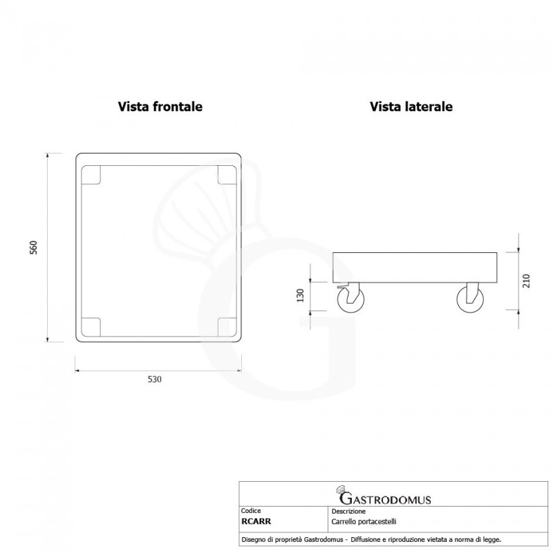 Carrello Portacestelli lavastoviglie senza manico L 560 mm x P 530 mm x H 210 mm