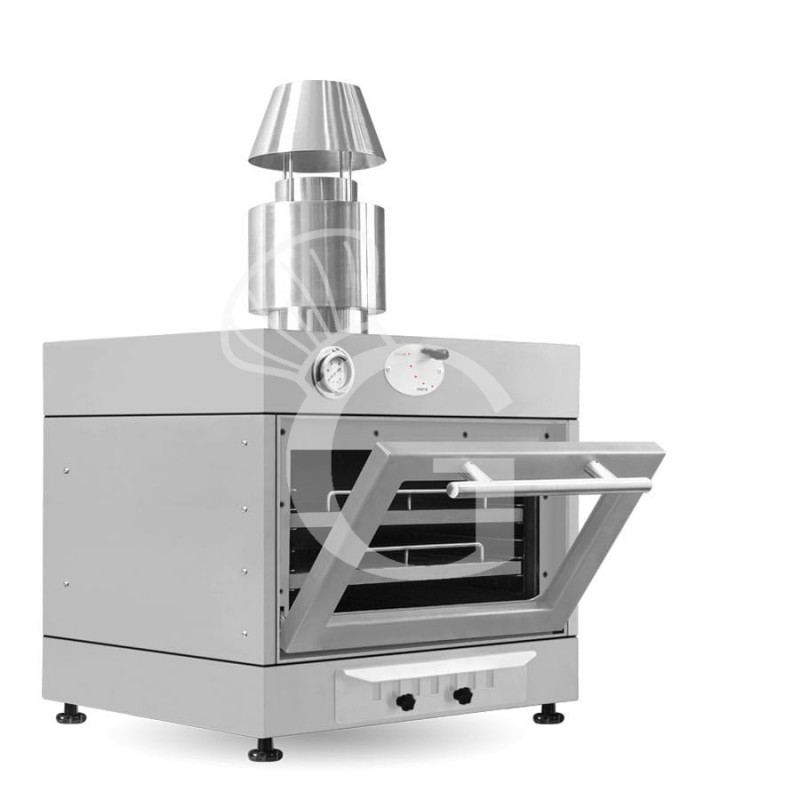 Forno a carbone vegetale compatto,  ideale per grigliare, gratinare, arrostire e affumicare, L760xP790xH670mm - 60/80 coperti