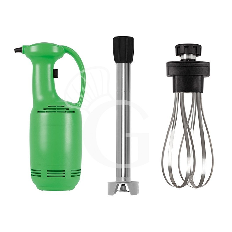 Mixer ad immersione con variatore, completo di mescolatore da 400mm e frusta da 350mm in inox 400 W - 2500/11000 rpm Mixer ad immersione con variatore, completo di mescolatore da 400mm e frusta da 350mm in inox 400 W - 2500/11000 rpm