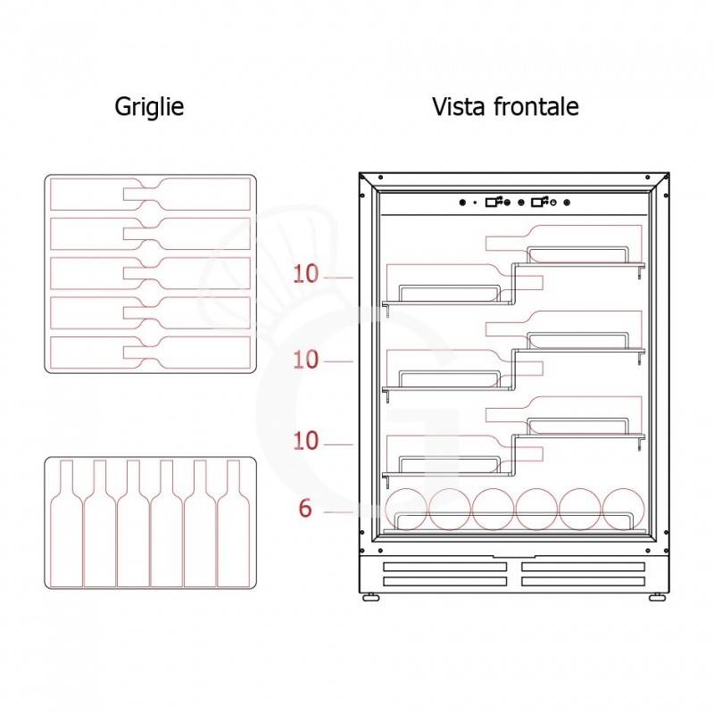 Cantina Vino Ventilata 150 LT 4 ripiani 36 bottiglie +5°C/+22°C