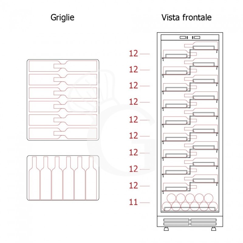 Cantina Vino Ventilata 420 LT 10 ripiani 119 bottiglie +5°C/+22°C
