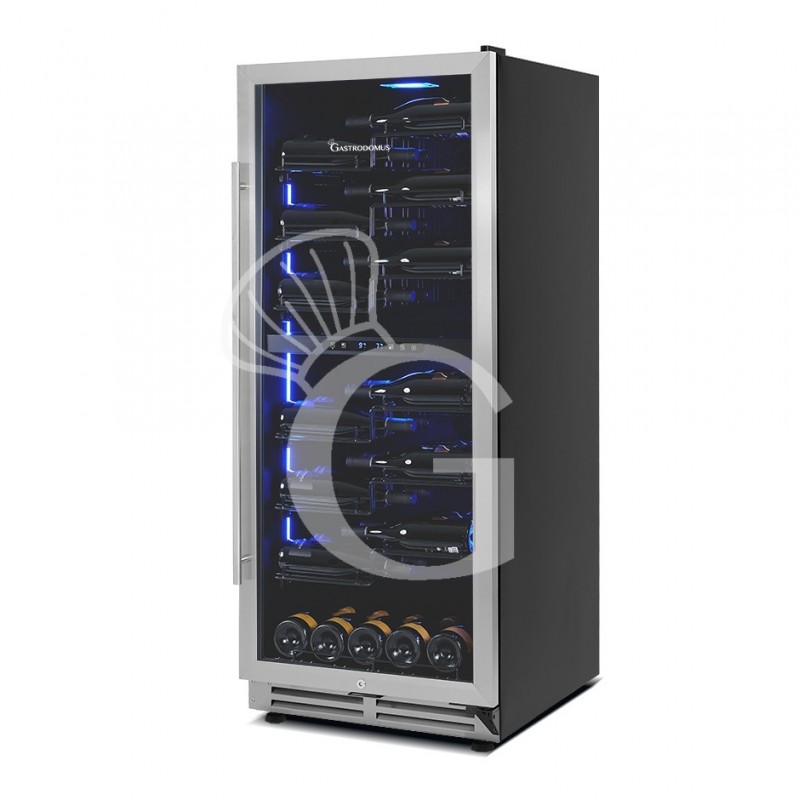 Cantina Vino Ventilata doppia temperatura porta inox 280 LT 7 ripiani 83 bottiglie +5°C/+22°C