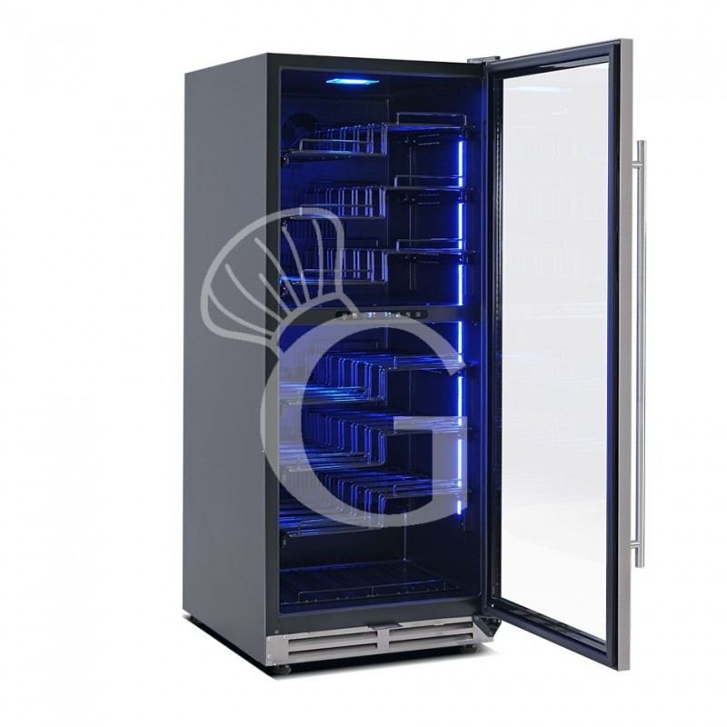 Cantina Vino Ventilata doppia temperatura porta inox 280 LT 7 ripiani 83 bottiglie +5°C/+22°C