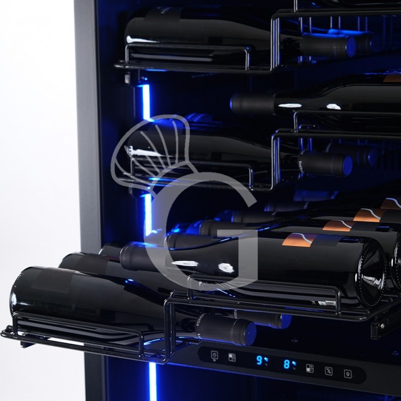 Cantina Vino Ventilata doppia temperatura porta inox 280 LT 7 ripiani 83 bottiglie +5°C/+22°C