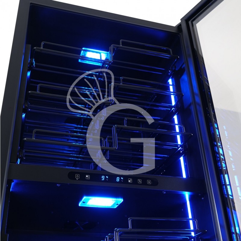 Cantina Vino Ventilata doppia temperatura porta inox 280 LT 7 ripiani 83 bottiglie +5°C/+22°C