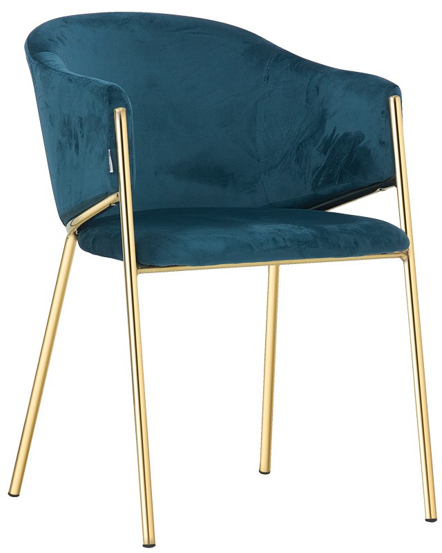 Poltroncina con struttura in metallo ottonato e rivestimento in tessuto o velluto