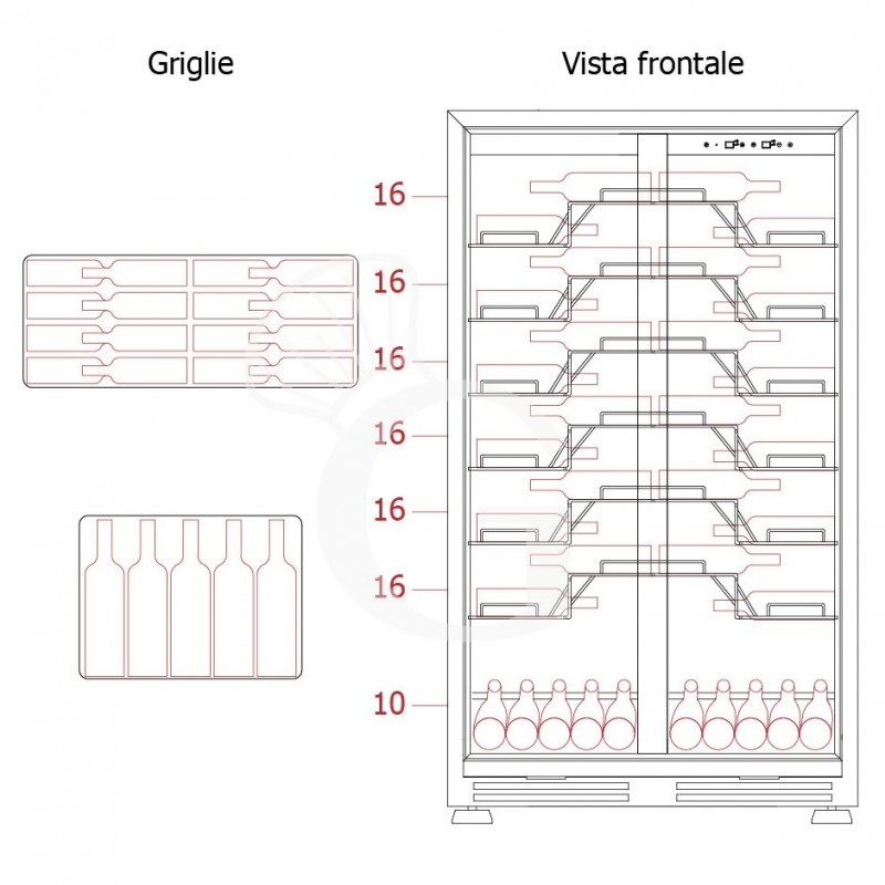 Cantina Vino Ventilata 508 LT 8 ripiani 106 bottiglie +5°C/+22°C