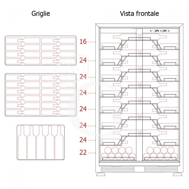 Cantina Vino Ventilata 830 LT 9 ripiani 182 bottiglie +5°C/+22°C