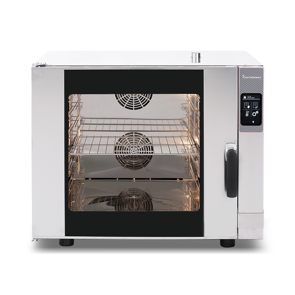 Forno elettrico a convezione con vapore, porta bandiera, comandi touch screen, trifase, 6 teglie 600x400 o GN 1/1