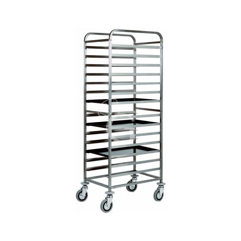 Carrello inox portateglie per 14 teglie 60 x 40 cm - L 520 mm x P 720 mm  H 1820 mm