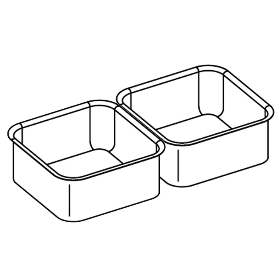 Lavello quadrato doppio a incasso completo di piletta di carico/scarico - L 330 mm x P 330 mm x H 200 mm