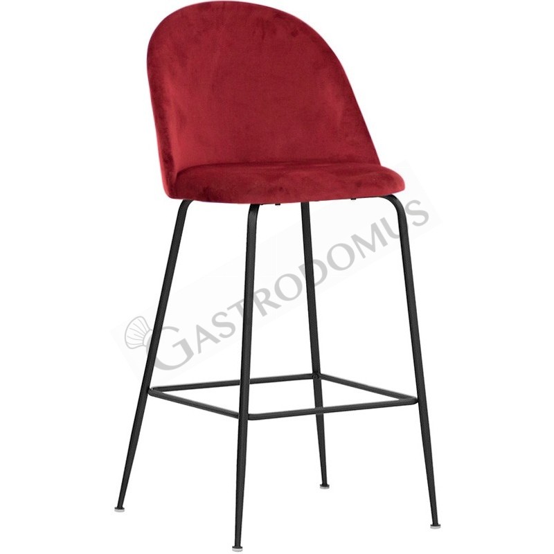 Sgabello Rich con struttura in metallo verniciato e rivestimento in velluto, colore rosso Sgabello Rich con struttura in metallo verniciato e rivestimento in velluto, colore rosso