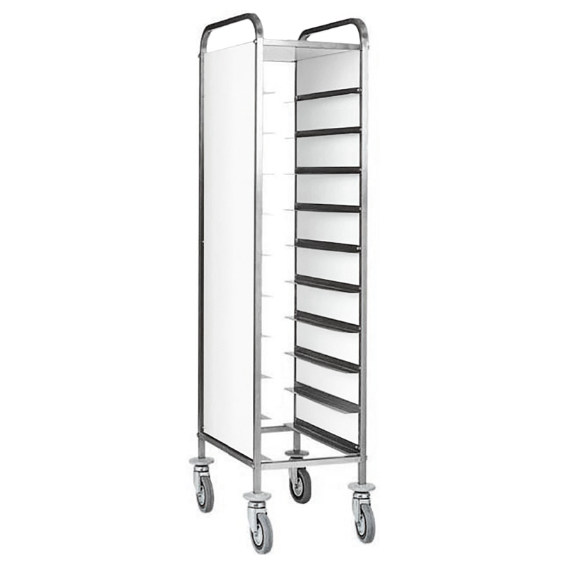 Carrello portavassoi con pannelli laterali per 10 vassoi GN1/1 - L 450 mm x P 620 mm x H 1750 mm