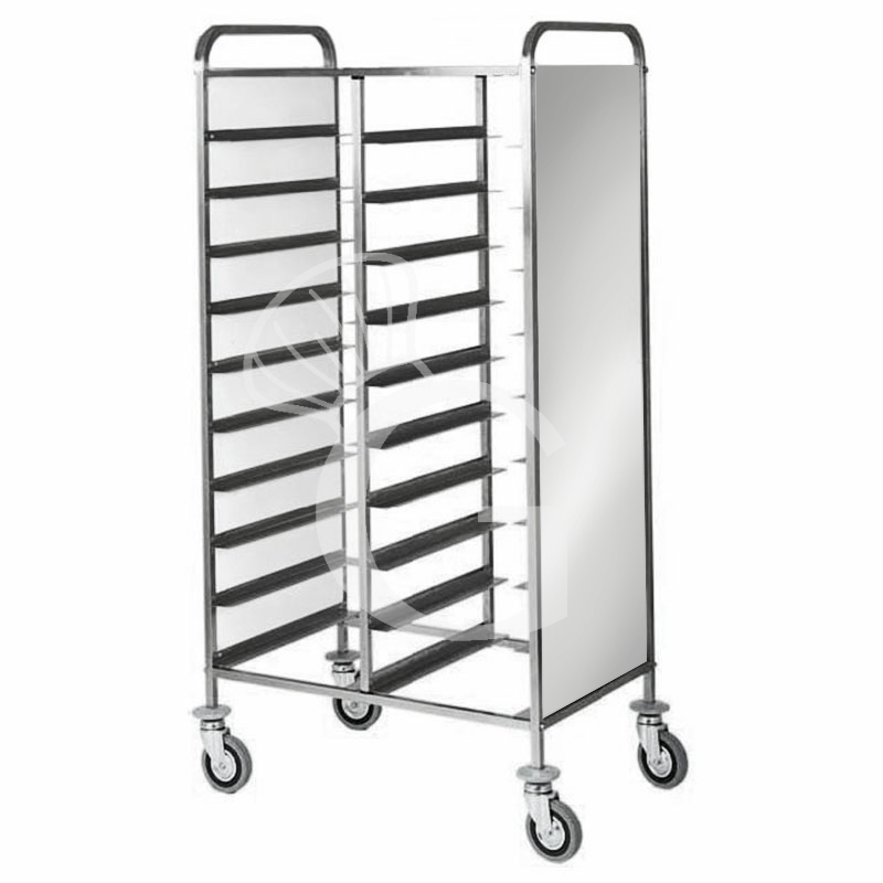 Carrello portavassoi con pannelli laterali inox per 20 vassoi GN1/1 - L 810 mm x P 620 mm x H 1750 mm